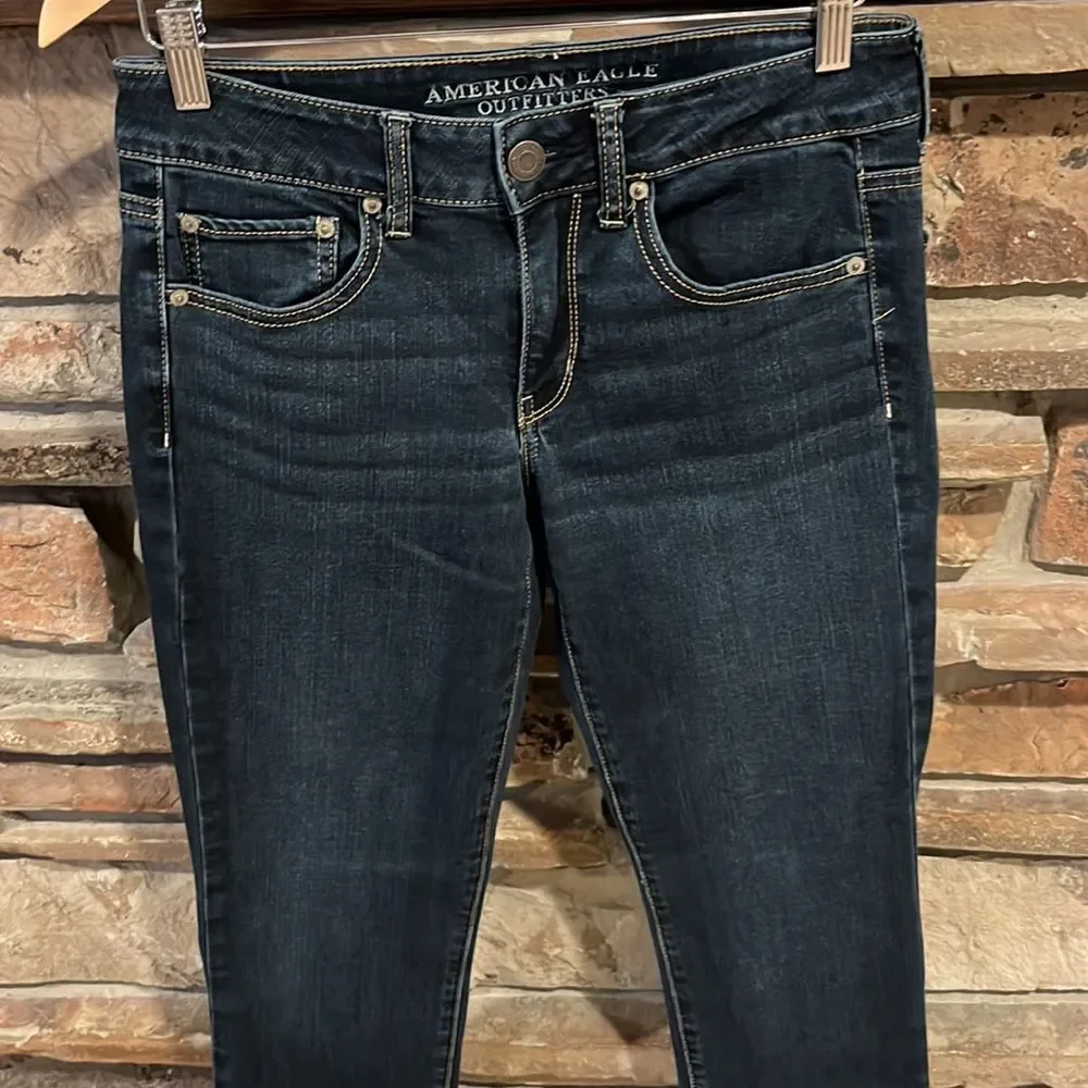 American Eagle Dark Wash Straight Leg Stretch Denim Jeans